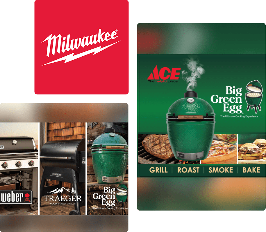 A milwaukee advertisement and a big green egg